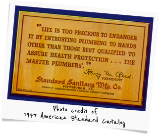 American Standard Plumbers Plaque